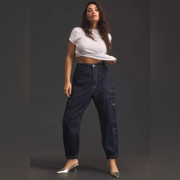 Pilcro Denim - Anthropologie Pilcro Seamed Sport High Rise Cargo Jeans Pockets Utility 29